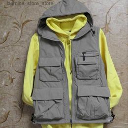 Men's Vests Men's Vests Hooded Multi Pockets for Men Fleece Pographer Reporters Volunteer's Waistcoat Tools Work Uniforms Vt-227 Q231208