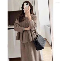 Work Dresses Two-piece Set Of Women Knitted Sweater Skirt Ladylike And Sophisticated Style Suit Retro Thickened Slim Fit