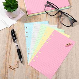 Colourful 6- Hole Punched Ruled Refills Inserts Filler Paper For 6 Ring Personal Planner Organiser Binder 5- Colour 50