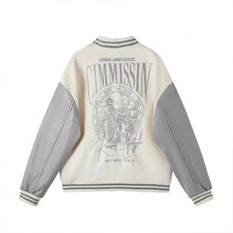 Men's Jackets Off white college trend brand embroidered patchwork baseball jacket for men and women autumn jacket top bomber jacket 231208