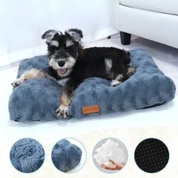 kennels pens Dog Bed Pet For Mat Washable Faux Fur Crate Anti Slip Cat Fluffy Comfy Sleeping 231206