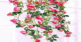Decorative Flowers Wreaths 180cm Real Touch Silk Roses String Vines Artificial Wreath Rattan Wall Hanging Garland Wedding Party 6167702