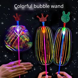 Led Rave Toy 1Pcs Rainbow Magic Stick Wand LED Bubble Flower Colourful Shining Light Special Flashlight Children Luminous 231207