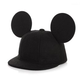 Ball Caps Fashion Parent-Child Mouse Ears Wool Baseball Cap Children Animal Flat Brim Beach Women Men Snapback Hat Kids Hip Hop Ha208f