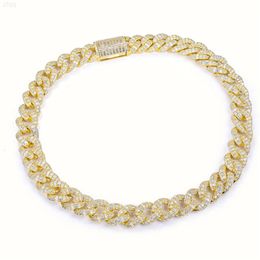 Voaino 20inch Gold Plated 925 Sterling Silver Chain Link Moissanite Cuban Chain