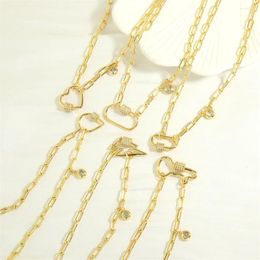 Pendant Necklaces Gold Plated Copper Necklace Jewellery Women's Inlaid Zircon Heart Cross Turnbuckle Choker Punk Statement Gifts Accessories