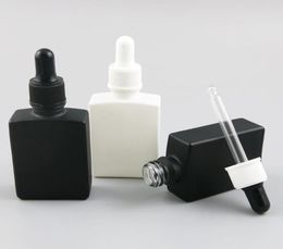 10 x 30ml Portable Black White Glass Perfum Vial Square Bottles with Dropper Essential Oil Perfume Cosmetic Container2357461