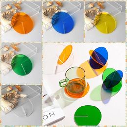 Table Mats 2pcs Acrylic Coasters Creative Nordic Round Insulation Pad Coffee Cup Mat For Kitchen Dining