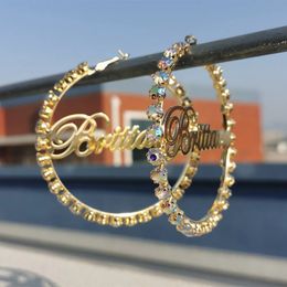 Hoop Huggie Customised Name Earring Zircon Round Hip Hop Sexy Personalised customization Gift 231208