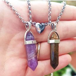 Pendant Necklaces Exquisite Colorful Crystal Pillar Love Magnetic Necklace For Couples Romantic Hexagon Friendship BFF