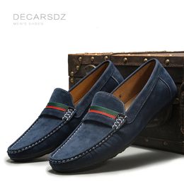 Dress Shoes DE DZ Men Loafers 2023 Autumn Man Fashion Boat Footwear Soft Flat Comfy Flock Suede Leather Casual 231208