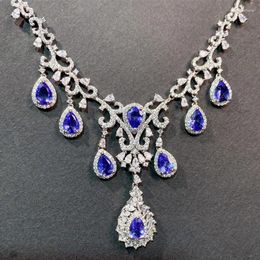 Chains Natural Real Tanzanite Necklace Luxury Party Style 925 Sterling Silver 0.8ct 8pcs Gemstone Fine Jewelry R2311231