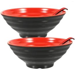 Bowls Ramen Bowl Set Household Microwave Kitchen Noodle Spoons Cutlery Container Japanese Soup Multi-use Serving Large