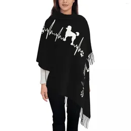 Scarves Womens Tassel Scarf Poodle Heartbeat Large Winter Fall Shawl And Wrap Dog Animal Lover Daily Wear Cashmere