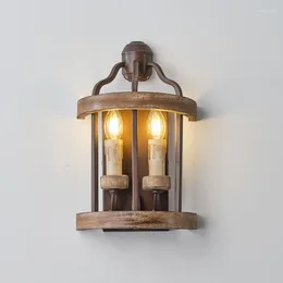 Wall Lamp American Retro Industrial Style Double Head Living Room Dining Kitchen Bedroom Clothing Store Lighting Fixtures