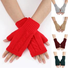 Knee Pads Winter Warm Korean Half-finger Gloves Knitted Arm Sleeves Fingerless Mittens Thick Wristband Studenst Writting Glove