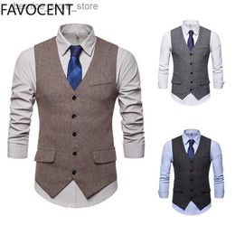 Men's Vests Smart Casual Suit Vest Men Business Vest Waistcoat Men Fashion Formal Dress Vest Suit Single Breasted Classic V-neck Wedding Top Q231208