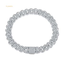 Hot Sale 925 Sterling Silver Iced Out VVS Moissanite Cuban Chain Bracelet For Men Women