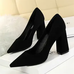 Dress Shoes BIGTREE 2023 Autumn Fashion Thick Heel Women Pumps Elegant High Heels Office Dance Pointy Toe Wedding Women's Single