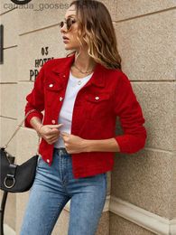 Women's Jackets 2022 Women's Solid Colour Denim Jacket Casual Long Sle Button Down Chest Pocket Jean Jacket Autumn Streetwear L231208