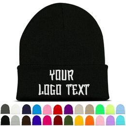 Beanie Skull Caps Personalized Custom Name Text Embroidery Winter Beanie Hat Men Women Knitter Cap Wholesale Drop 231208