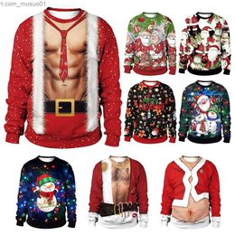 Men's Sweaters Christmas Party Pullover for Men Muscle Printed Crewneck Sweatshirts Xmas Gift Clothes Couple Outfit Funny Oversized StreetwearL231113