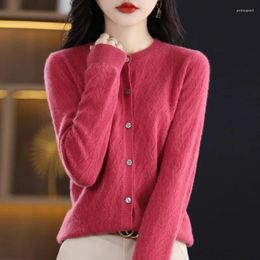 Women's Sweaters Autumn Wool Knit Cardigan Outer Wear Round Neck Fashion Hollow Western Style All-Matching Knitted Coat