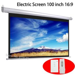 Projection Screens HD 100 Inch 16 9 Electric Screen For 3D LED DLP Laser Projector Motorised Projection Screens Curtain Wireless Remote Control 231207