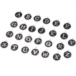 Charms 24Pcs/1Set Metal Enamel 15MM 2Sided Alphabet 26 Letters Charm Pendant For Earring Bracelet Name Diy Jewellery Making Birthday Gift