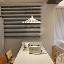 Pendant Lamps French Fold Ceramic Lights Ins Lotus Leaf White Chandelier Cafe Dining Room Bedside Minimalist E27 Hanging Lamp