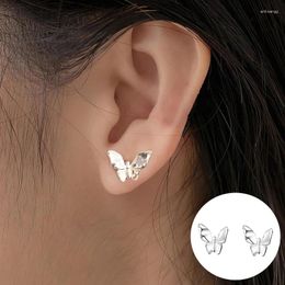 Stud Earrings 925 Sterling Silver Butterfly Earring For Women Girl Simple Fashion Insect Smooth Design Jewellery Birthday Gift Drop