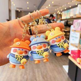 Creative cute duck dolls key chain men women exquisite lovely bag pendant beautiful party gift pink car key chain