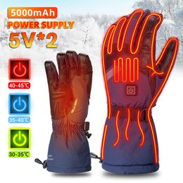 Five Fingers Gloves Heated Gloves Eletric Thermal Heat Gloves Winter Warm Skiing Snowboarding Hunting Fishing Waterproof Heated Rechargeable Gloves 231207