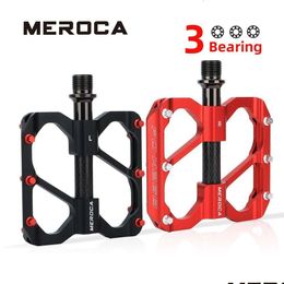 Bike Pedals Meroca Bicycle Pedal 3 Bearing Non-Slip Mtb Sealed Three Aluminium Alloy Mountain Cycling Accessories Drop Delivery Sports Dhcvo