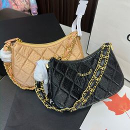 Women Designer Shoulder Underarm Bag Special Pleated Leather Gold Metal Hardware Knitting Strap Chain 23x13cm Diamond Quilted Luxury Shiny Handbag Zipper Wallet