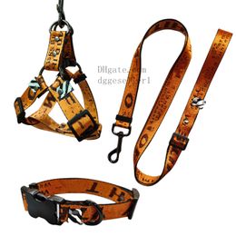 Designer Dogs Collar Leash set Escape Free Sport Harness No Choke Step-in Dog Harness with Classic Jacquard Letter Pattern Fashion Dog Harness for Small Medium Dog 118