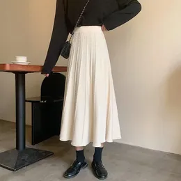 Skirts Sweater Long Skirt 2023 Autumn And Winter Mid-length Women's Knitted High Waist A-line Pleated Umbrella