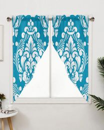 Curtain Luxury Vintage Damask Pattern Sky Blue Curtains For Bedroom Window Living Room Triangular Blinds Drapes