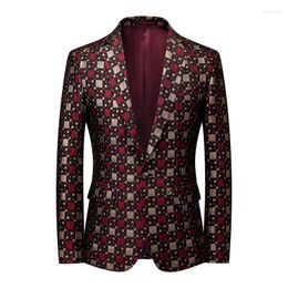 Men's Suits Fashion Plaid Patchwork Wear Coat Wedding Groom Notch Lapel Slim Fit Prom Man Clothing Blazer 1 Piece Jacket