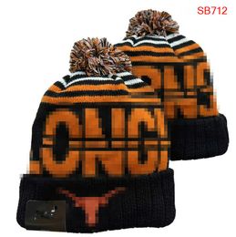 Men's Caps NCAA Alabama Texas Hats All 32 Teams Knitted Cuffed Longhorns Beanies Striped Sideline Wool Warm USA College Sport Knit hat Beanie Cap For Women a