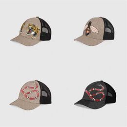 Classic top quality snake tiger bee cat canvas featuring men baseball cap with box dust bag fashion women sun hat bucket hat 205V