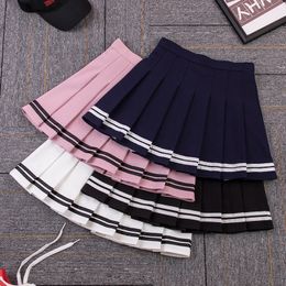 Skirts High Waist Women s Striped Pleated Elastic Female Sweet Mini Dance Plaid Skirt Y2k Korean England Style 231208
