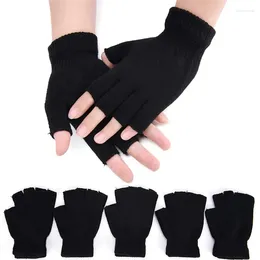 Cycling Gloves 1Pair Black Half Finger Fingerless For Women And Men Wool Knit Wrist Cotton Winter Warm Workout