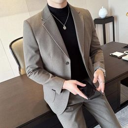 Men's Suits (M-7XL) High Quality Fashion Plus-size Casual Suit (suit Trousers) Thick Star Cloth Business Two-piece Set