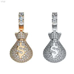 Ne0018 Money Bag Dollar Design Moissanite Diamond Gemstone S925 Silver Luxury Pendant Drop Necklace Fine Jewelry