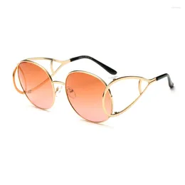 Sunglasses Luxury Fashion Women Round 2023 Brand Designer Lady Female Unique Sun Glasses Frame Clear Optics Victorylip