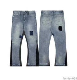 Men's Designer jeans High Quality inkjet Graffiti micro-horn jeans Luxury denim Gallery Sweat Department pants distressed torn black blue purple jeans 12BPP8