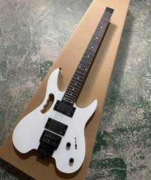 Factory Headless White Electric Guitar with Black Binding,Offer Logo/Color Customise