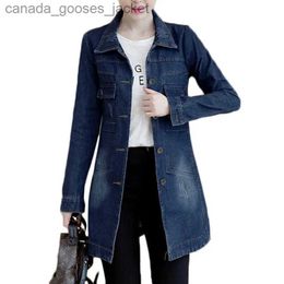 Women's Jackets New Autumn Winter Korean Denim Jacket 5XL Women Slim Long Base Coat Women's Frayed Navy Blue Casual Fe Jeans Jackets Coats L231208