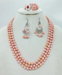 Necklace Earrings Set Free Delivery ! Classic Natural Pink Coral Necklace. Bracelet. Stud African Bridal Wedding